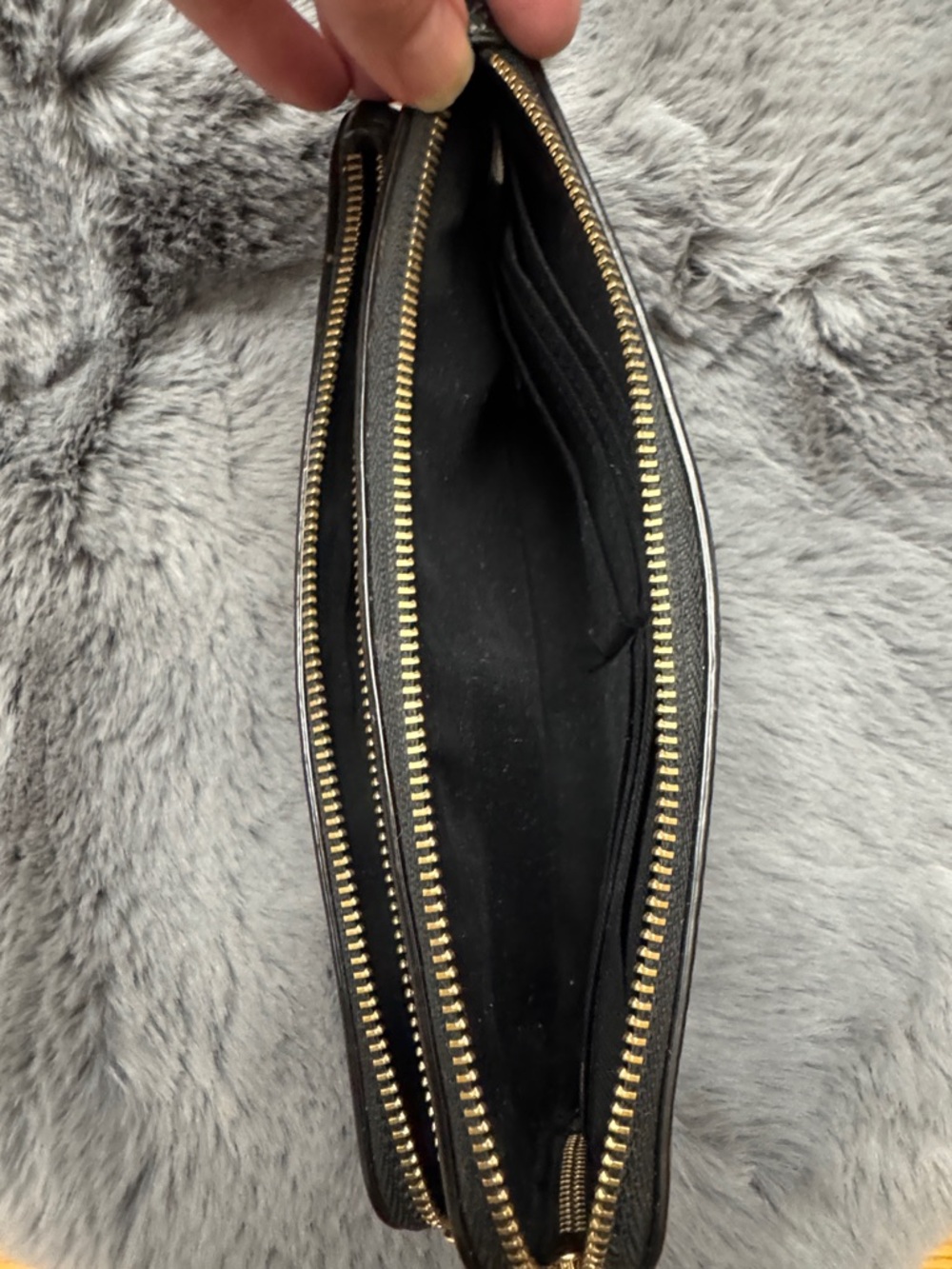 Coach Black Pebbled Leather Wristlet with Gold Accent - Picture 4 of 8